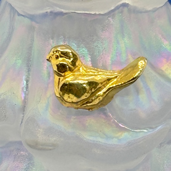 Fenton Art Glass Iridescent Christmas Tree w Gold Partridge Bird 6.25" Boxed - Picture 4 of 10